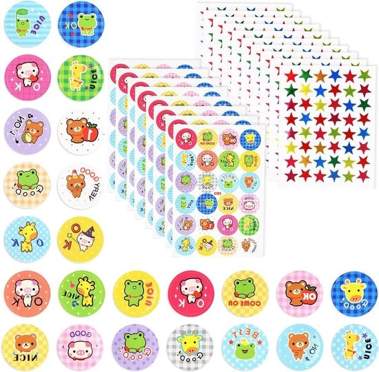 1200 pezzi di adesivi di premiazione per animali - motivazionali per insegnanti e studenti - decorazione per scrapbooking - 2.