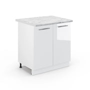 Mobile lavello cucina Fame-Line Bianco lucido/Bianco 80 cm, PL Marmo Vicco