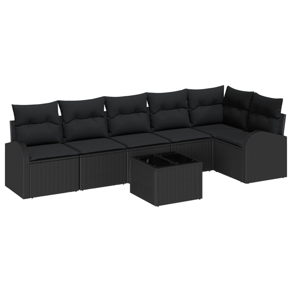 Set divano da giardino  7 Pezzi con Cuscini Beige Polyrattan