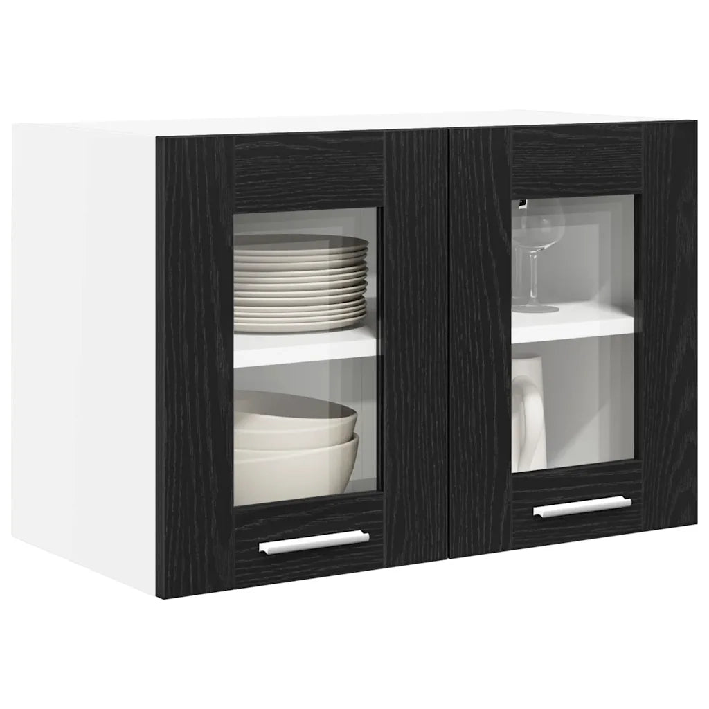 Armadio pensile con porta 2 pcs Rovere Nero 60 x 31 x 40 cm