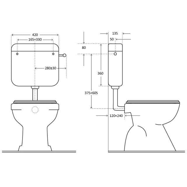 Cassetta di Scarico wc SFERA 1 Start/Stop rivestita con tubo e rubinetto - CR