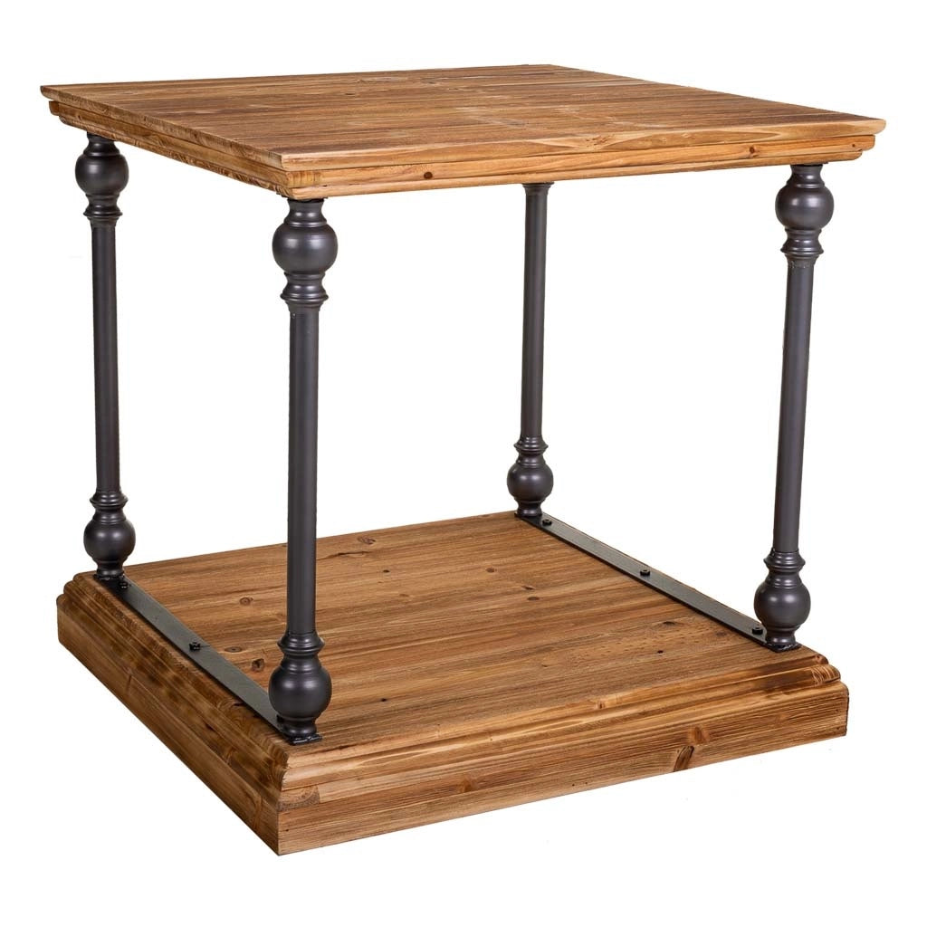 Tavolino da caffè in metallo e legno 60x60x60h cm
