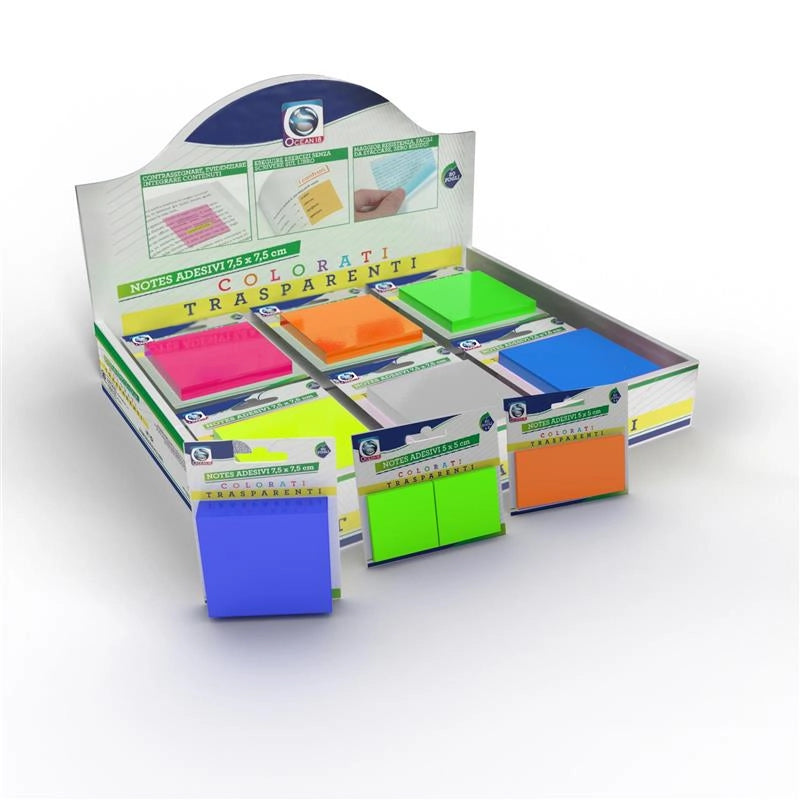 POST IT NOTES ADESIVI TRASPARENTI E COLORATI 10X6 CM 80 FOGLI