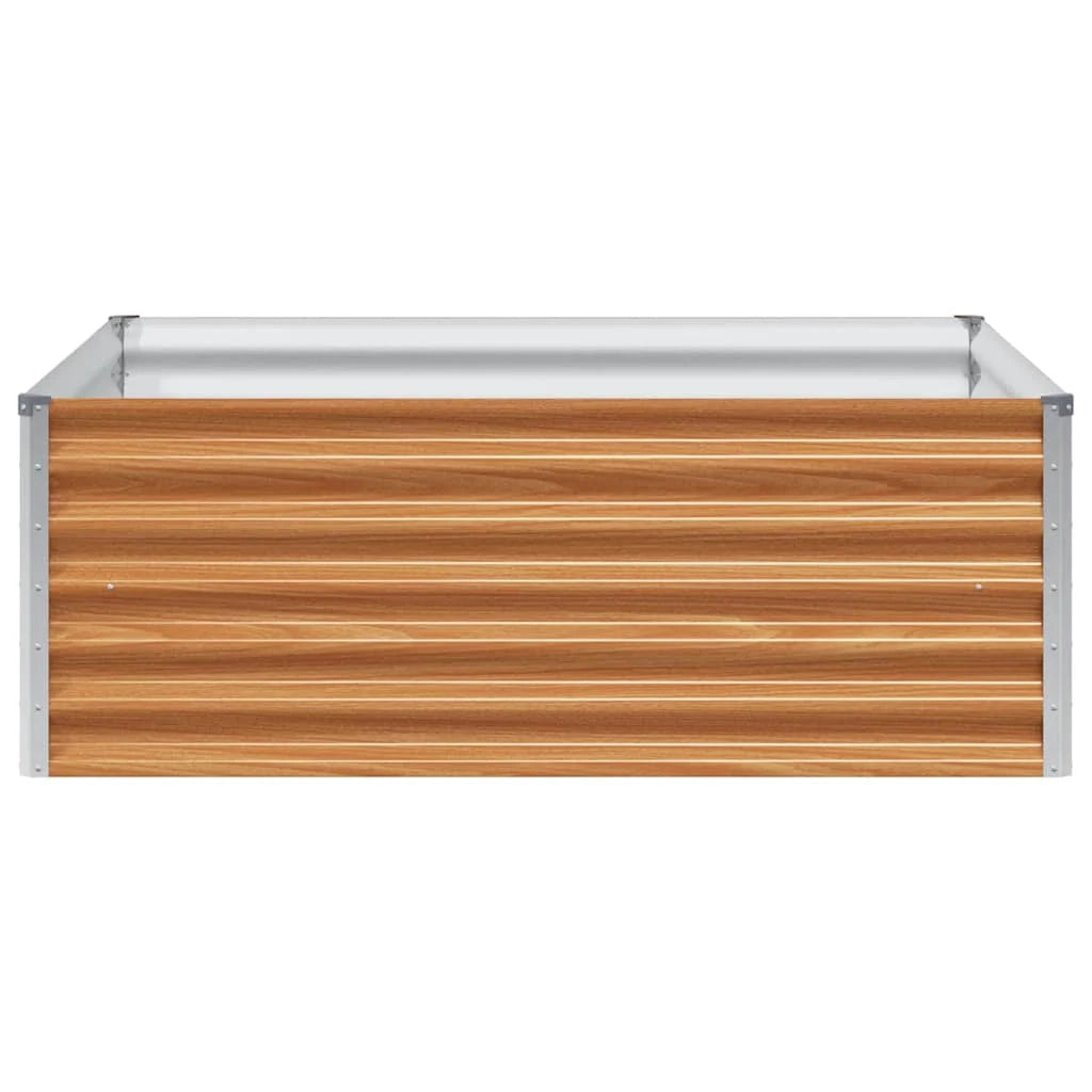 Fioriera quadrata rialzata 98 ​​x 100 x 36 cm design industriale moderno per esterni acciaio zincato marrone chiaro 02_0059045