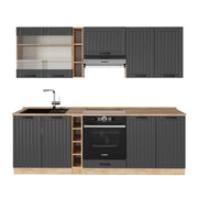Cucina componibile Fame-Line Grigio scuro/Rovere dorato 235 cm, PL Rovere Vicco