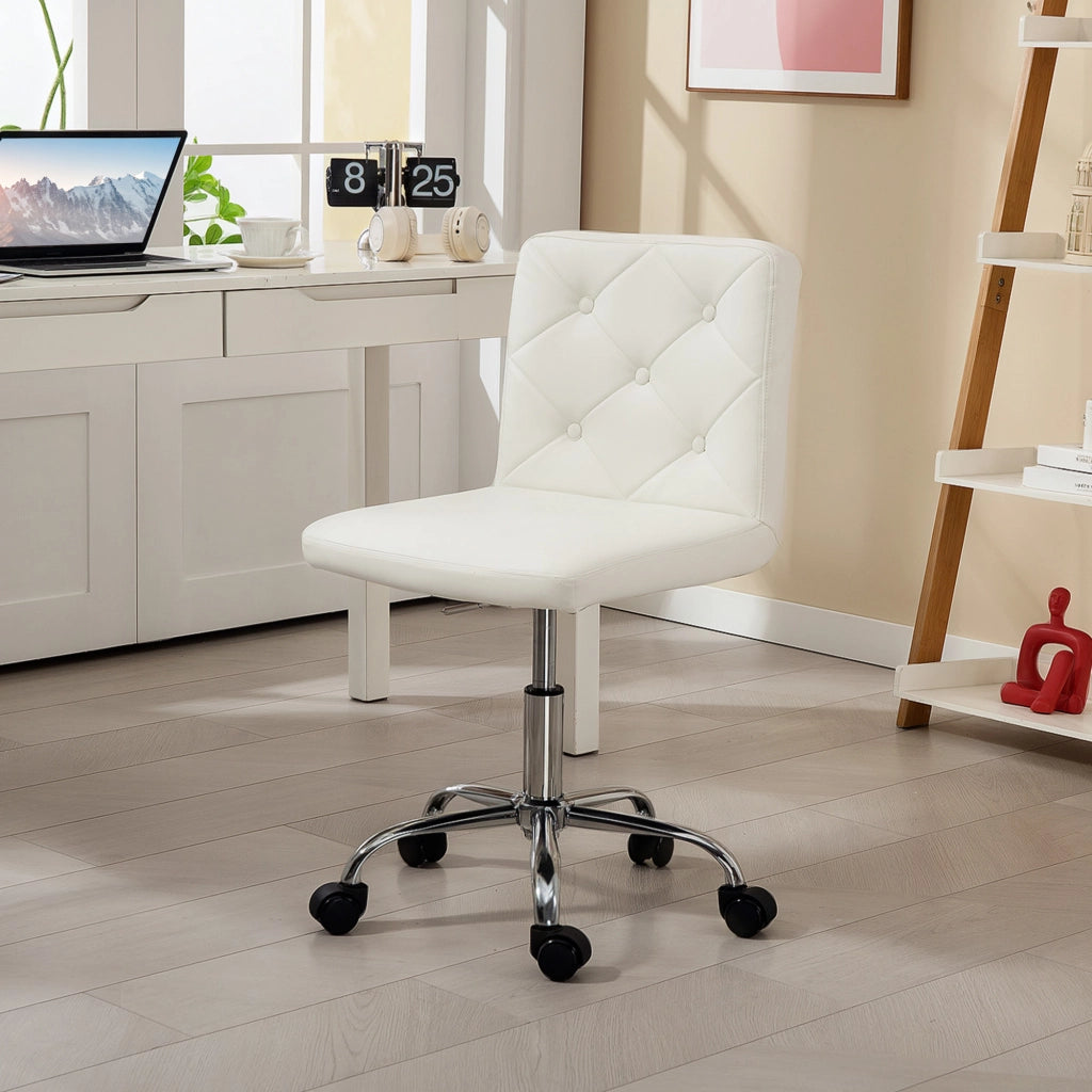 Sedia da Ufficio Regolabile ¨C Zephmum ¨C Pelle PU Bianco 44x50x78-88 cm