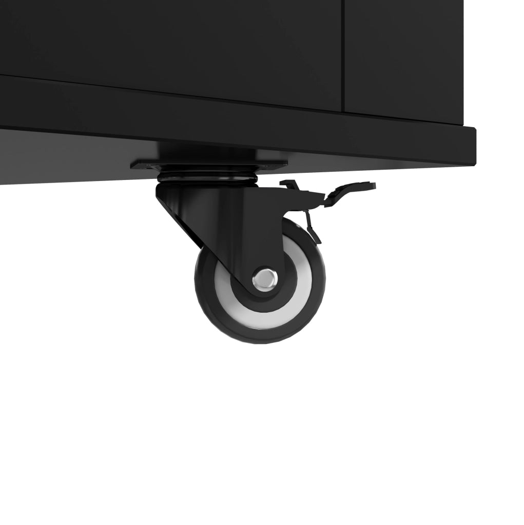Isola cucina con piano ribaltabile 138x60x93 cm in MDF nero; LED RGB; 2 porte e 3 cassetti