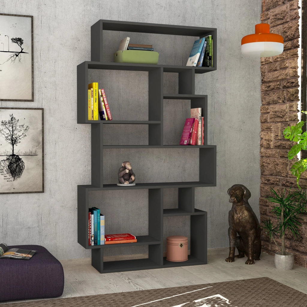 Libreria in legno "Karmato" - 96 x 25 x 168 cm - Grigio antracite