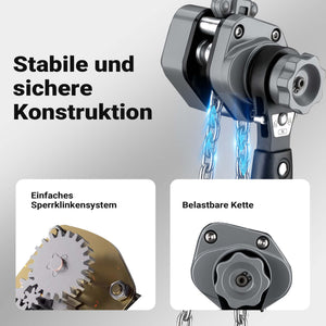 Mini paranco a catena manuale VM0.25 fino a 250 kg, altezza di sollevamento di 1,5 m, in alluminio, per il sollevamento di carichi pesanti