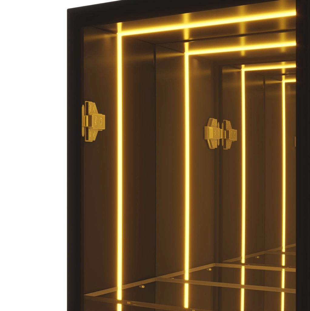 Vetrina nera con LED, vetro temperato e 3 ripiani