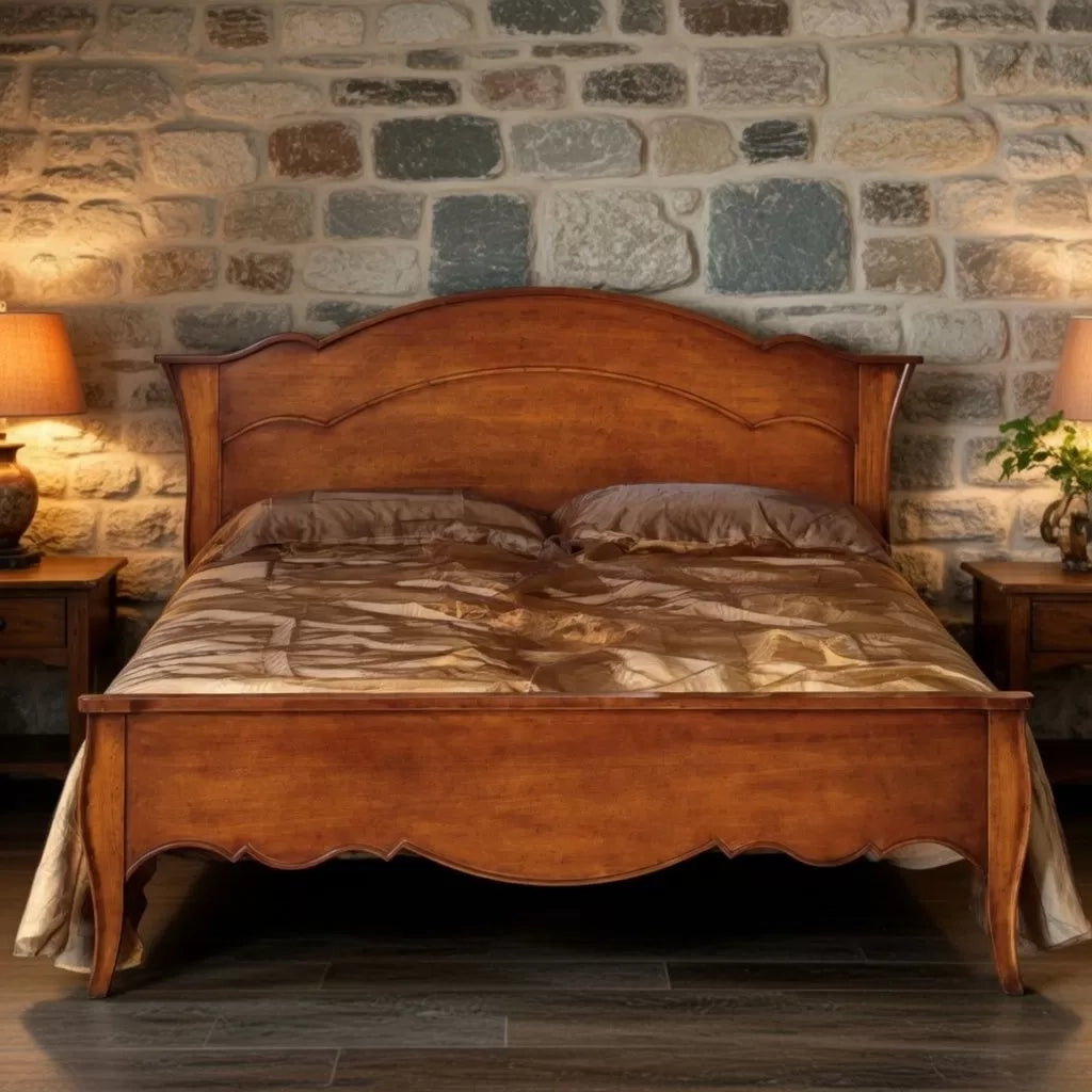 Letto matrimoniale legno tinta noce  l 195 h 119 p 211 - Mobili 2G