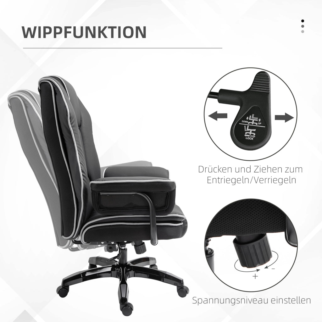 Sedia da ufficio ergonomica con schienale regolabile e braccioli ¨C zephmum ¨C nero similpelle