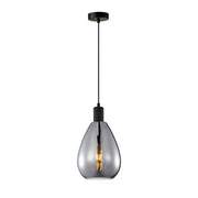 Lampada a sospensione Zulo vetro fumé nera E27 Italux
