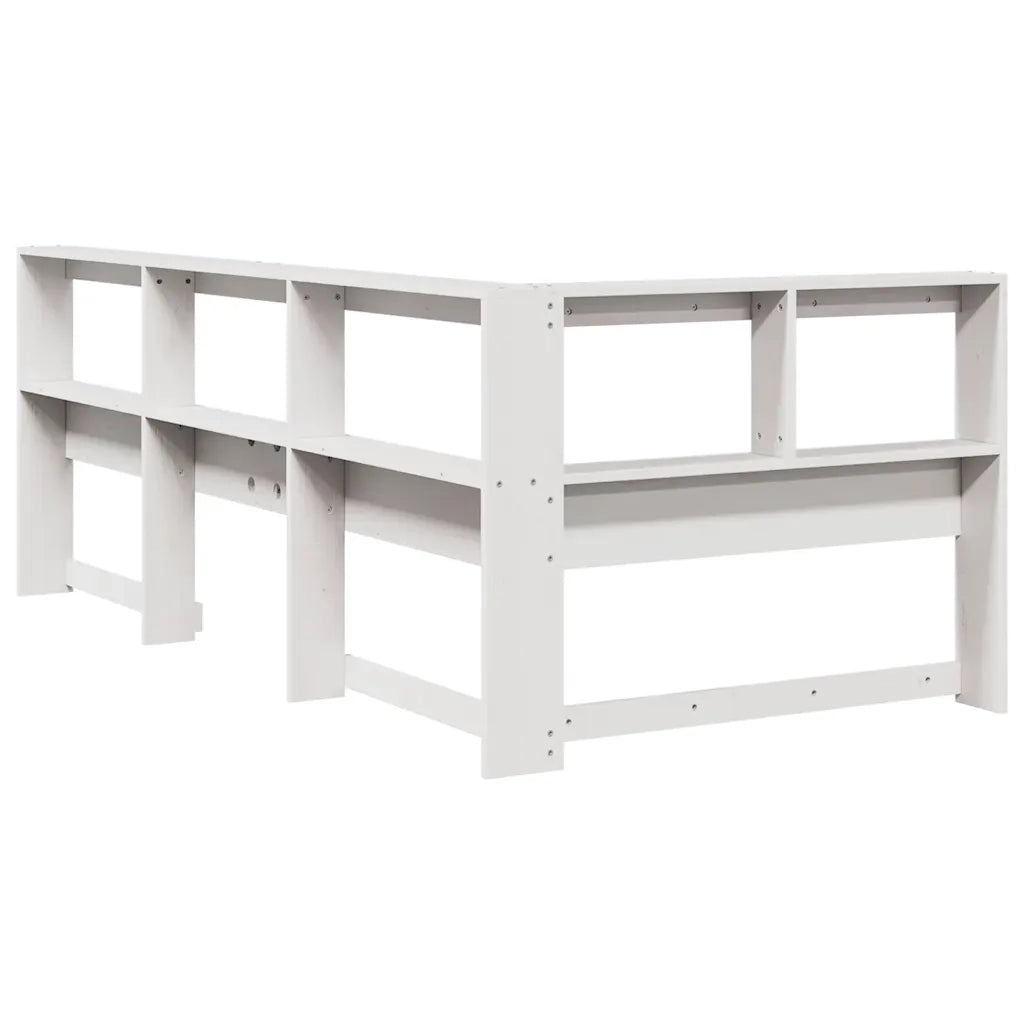 Testiera libreria a L-Testata contenitore Bianca 75 cm in Legno Massello di Pino