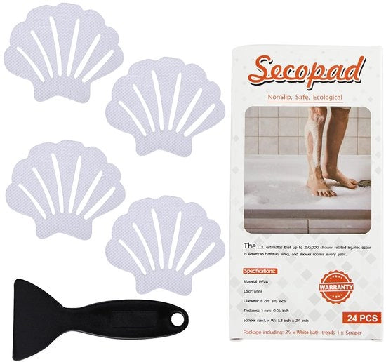 Antiscivellamento adesivi per bagno, 24 pezzi di adesivi per bagno, vasca da bagno, docce, scale, autoadesivi, schegge (bianco)