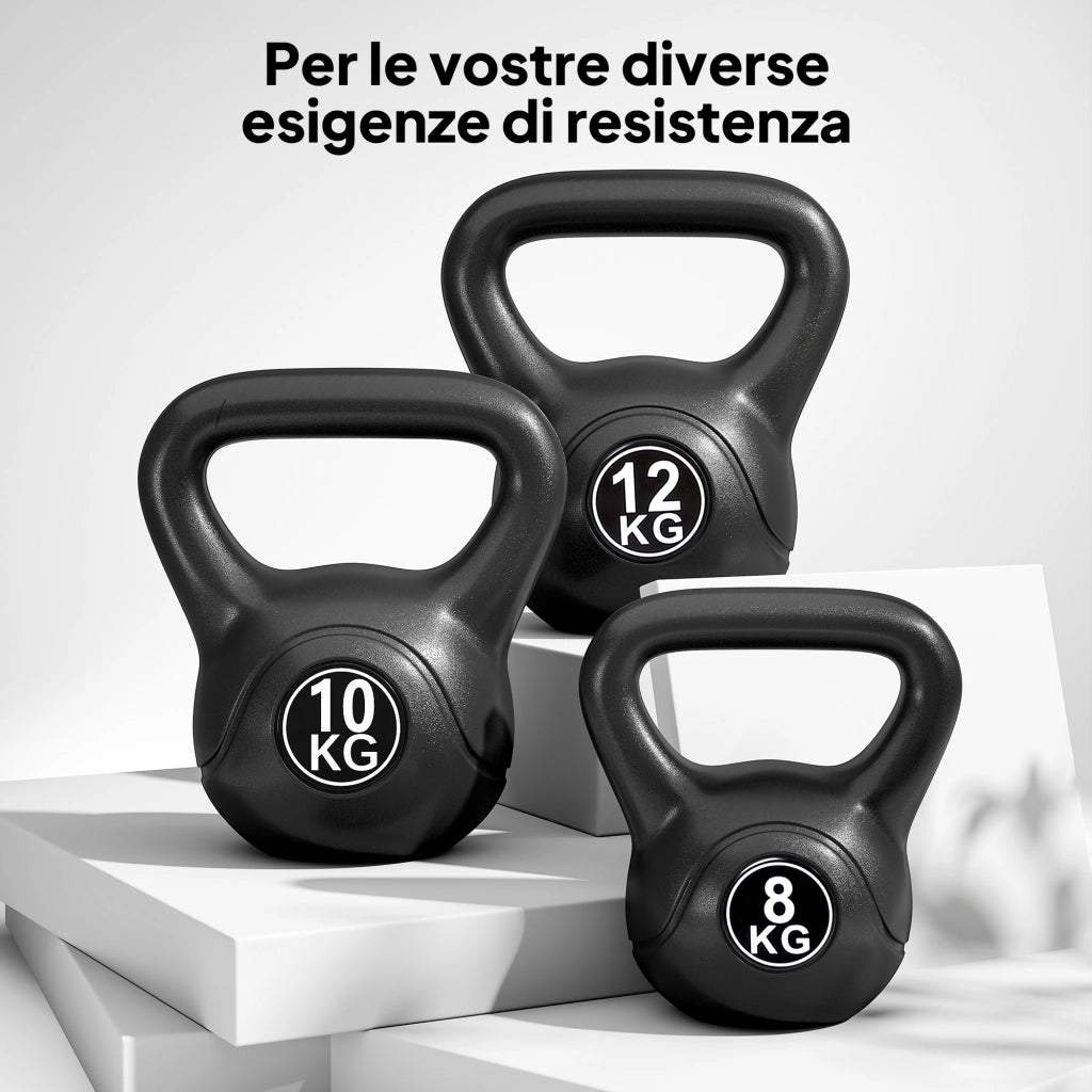 Kettlebell 10 kg per Allenamento ¨C zephmum ¨C Nero, Base Piatta, 25x19x28 cm