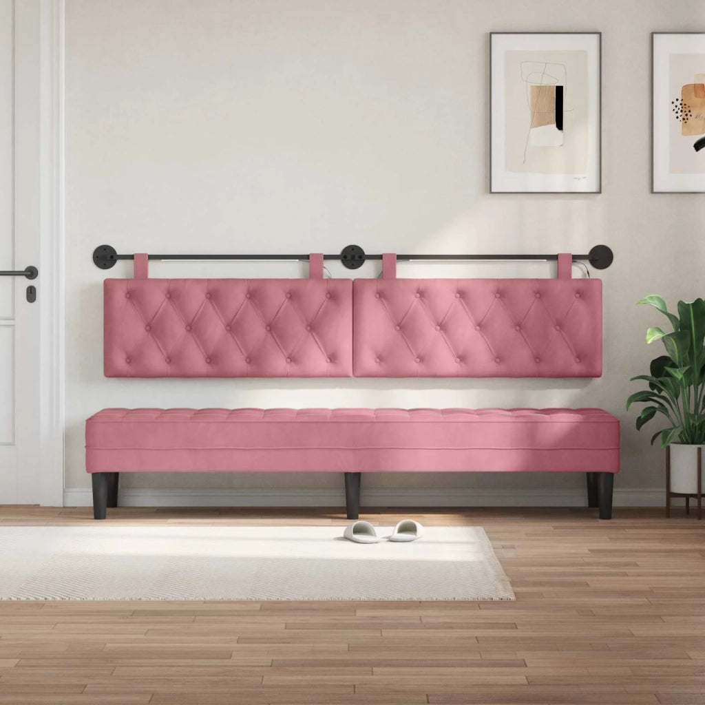 Testiera sospesa Con luce LED Rosa Velluto