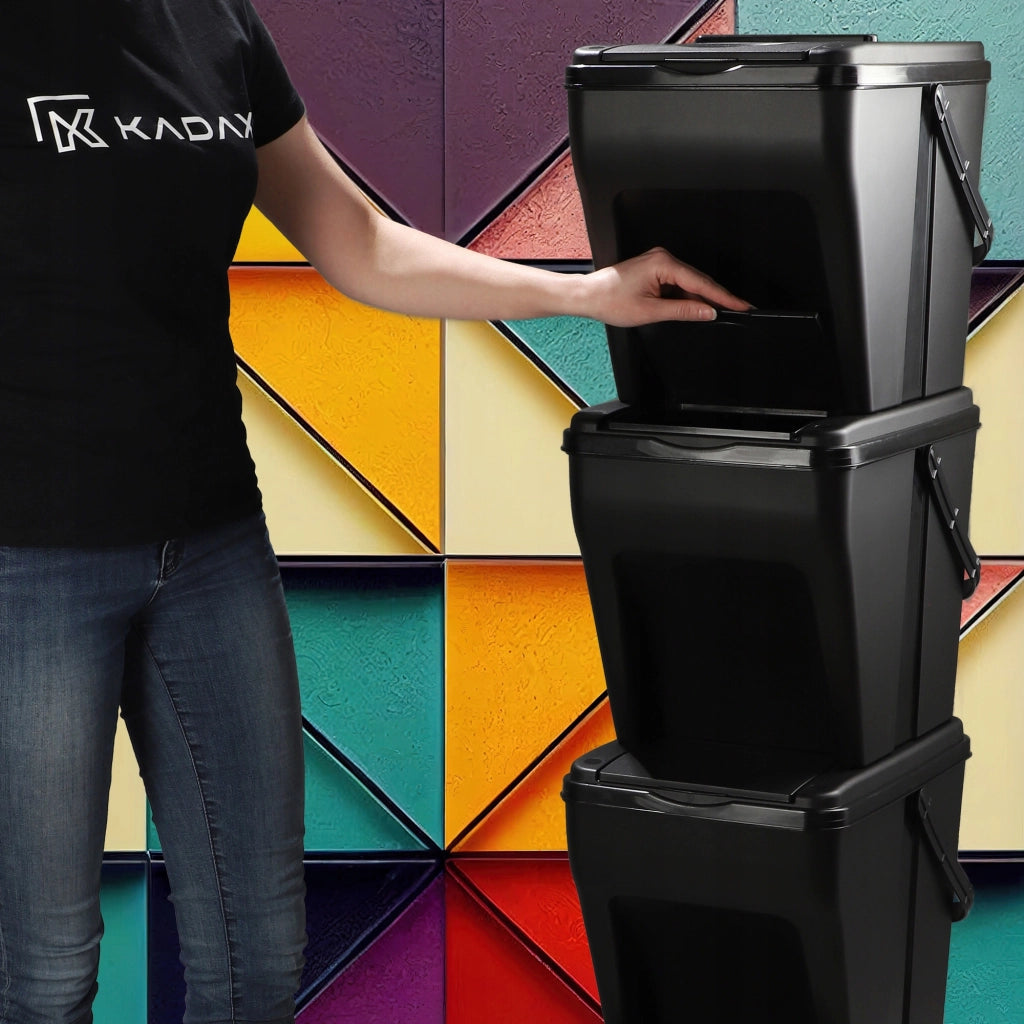 Pattumiere KADAX 4x25L Contenitore per rifiuti per la raccolta differenziata con adesivi