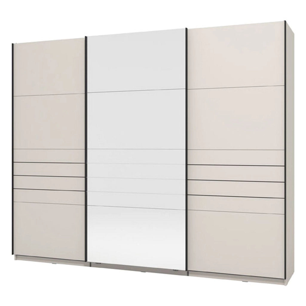 Armadio Camera da Letto Tures, Guardaroba Grande Appendiabiti, 267x217h cm Bianco Crema