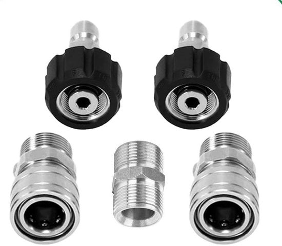 Accessori per pompa ad alta pressione in acciaio inossidabile, adattatore, connessione rapida, set, acciaio inossidabile, 3/8, set a 5 pezzi (22-14)