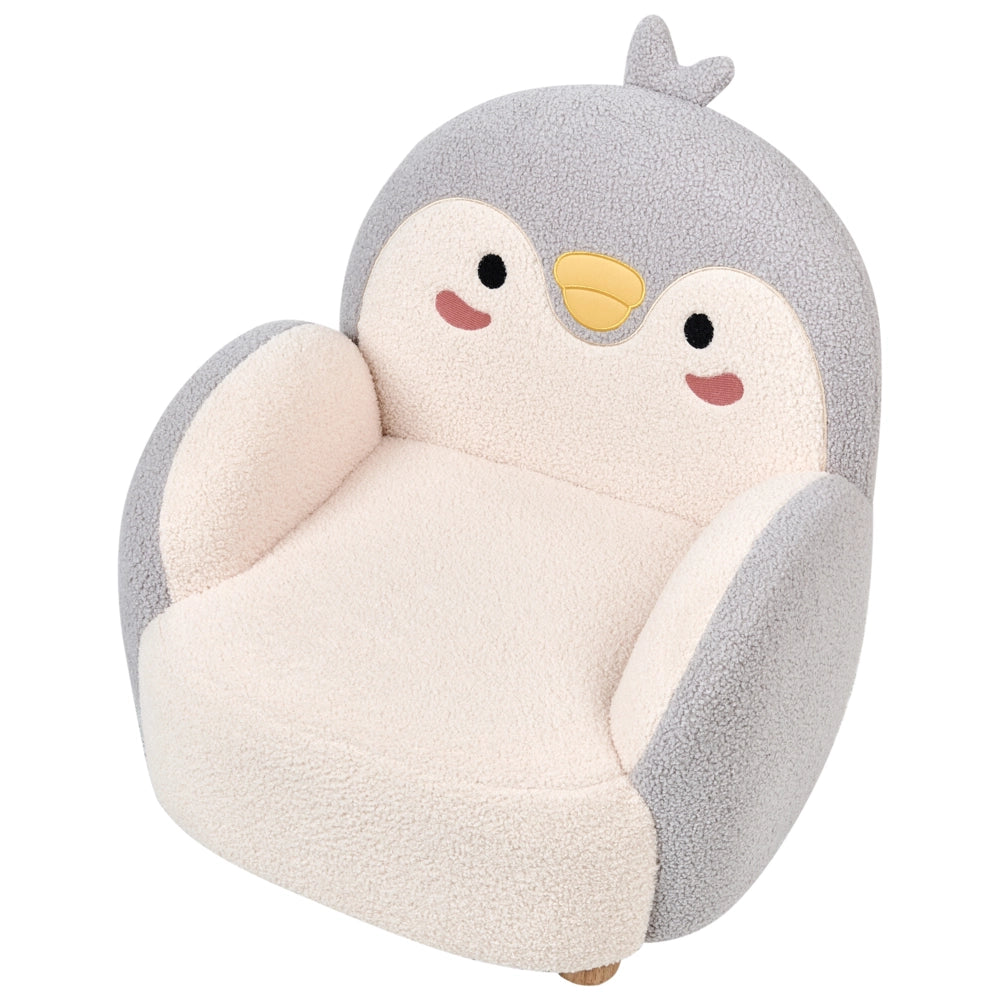 Poltrona per bambini Pinguino bouclé Grigio Imbottito Sedia bassa per bambini Forma
