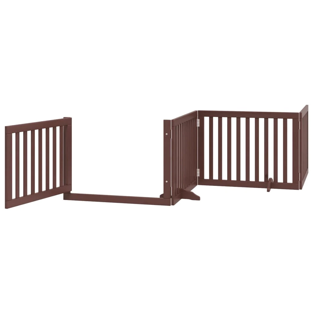 Cancelletto di sicurezza per cani con porta in legno di pioppo marrone a 4 pannelli 02_0023301