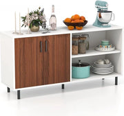 Credenza con cassetti e 2 contenitori aperti in legno, 148 x 40 x 75 cm, moderna