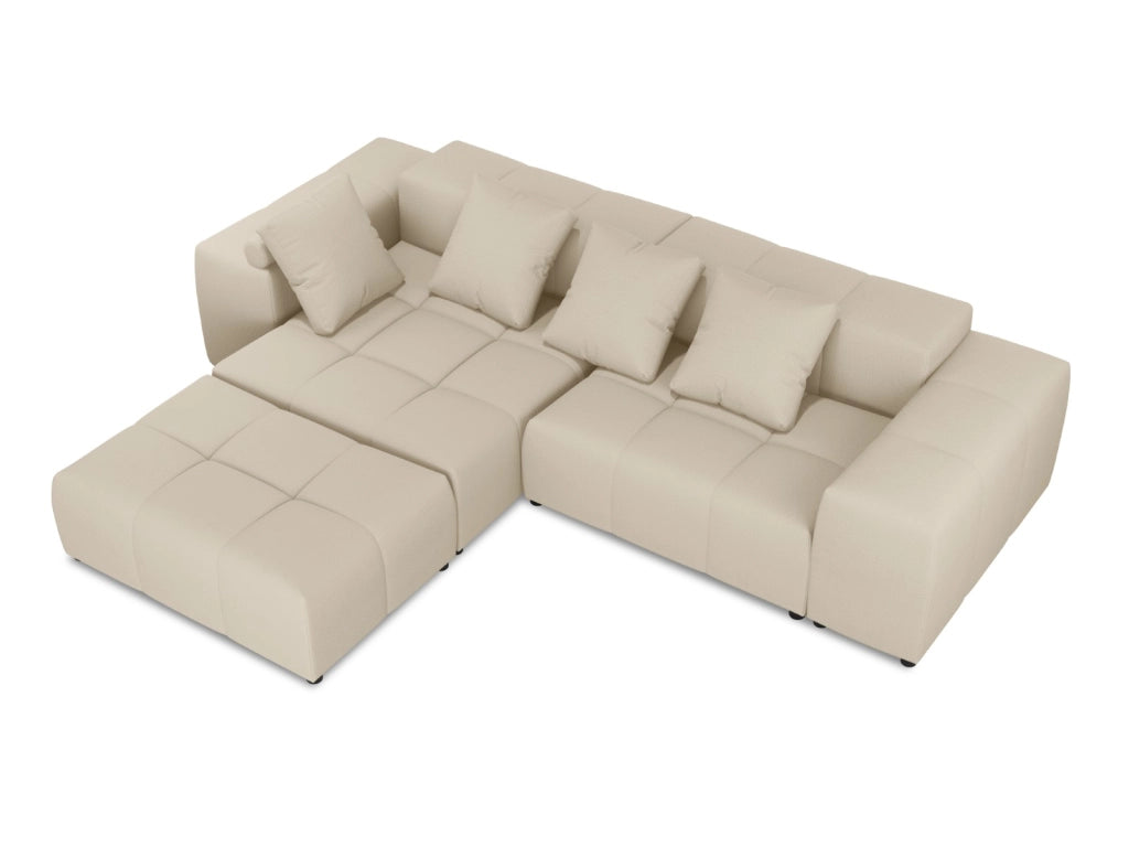 Cosmopolitan Design - Divano angolare modulare reversibile "Rome" 5 posti in tessuto strutturato beige 