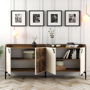 Madia Elini, Credenza 2 Ripiani, 180x35x78h cm Bianco Crema