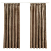 Tende Oscuranti | Tende Blackout con Ganci 2 pz Beige in Velluto 140x175 cm