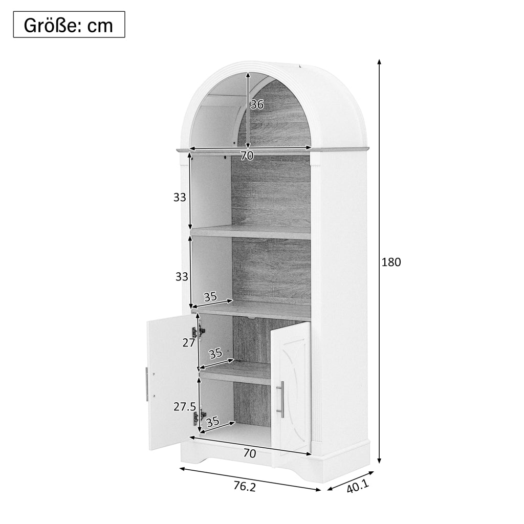 Credenza con 3 vani e ripiano regolabile; LED - per cucina - 76.2×40.1×180 cm - nero