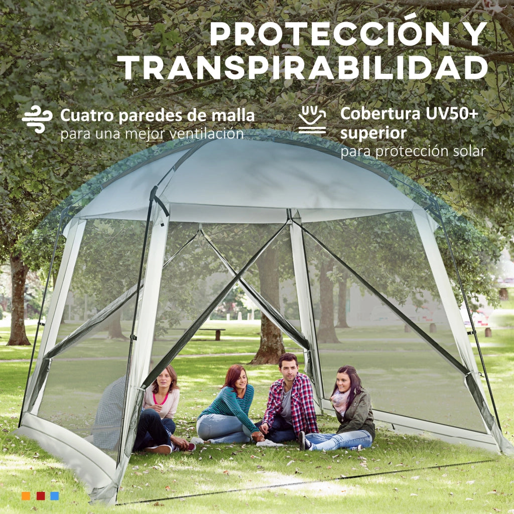 Tenda da giardino 3x3 m ¨C zephmum ¨C bianco con 4 zanzariere e 2 porte