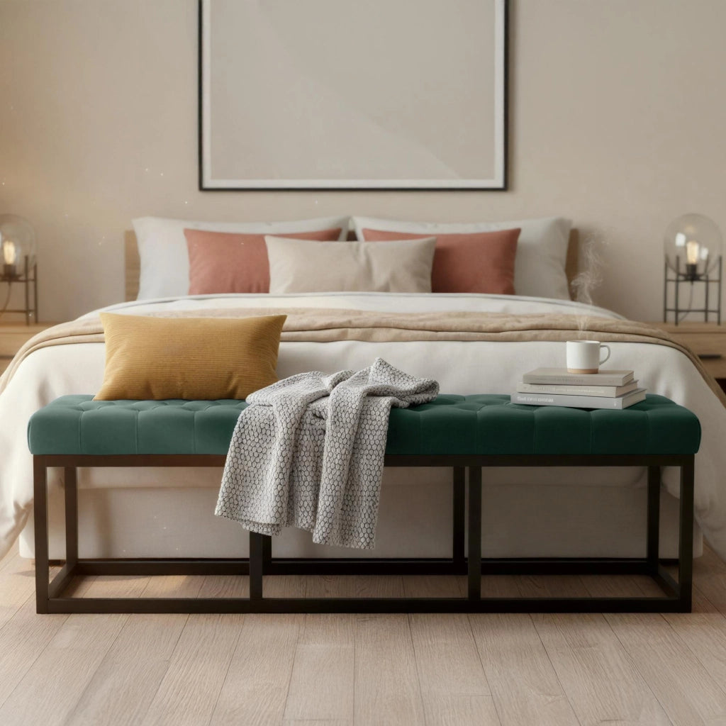 Panca Polson Velluto Nero 150 cm 1