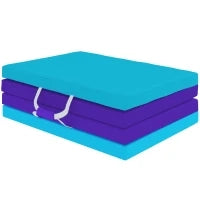 Tappetino Gimnasia Pieghevole con Maniglie di Trasporto e Borsa per Yoga Aerobica, Blu