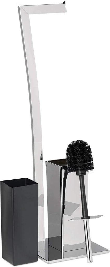 Porta carta igienica con porta scopino 71 cm argento 13_0002546