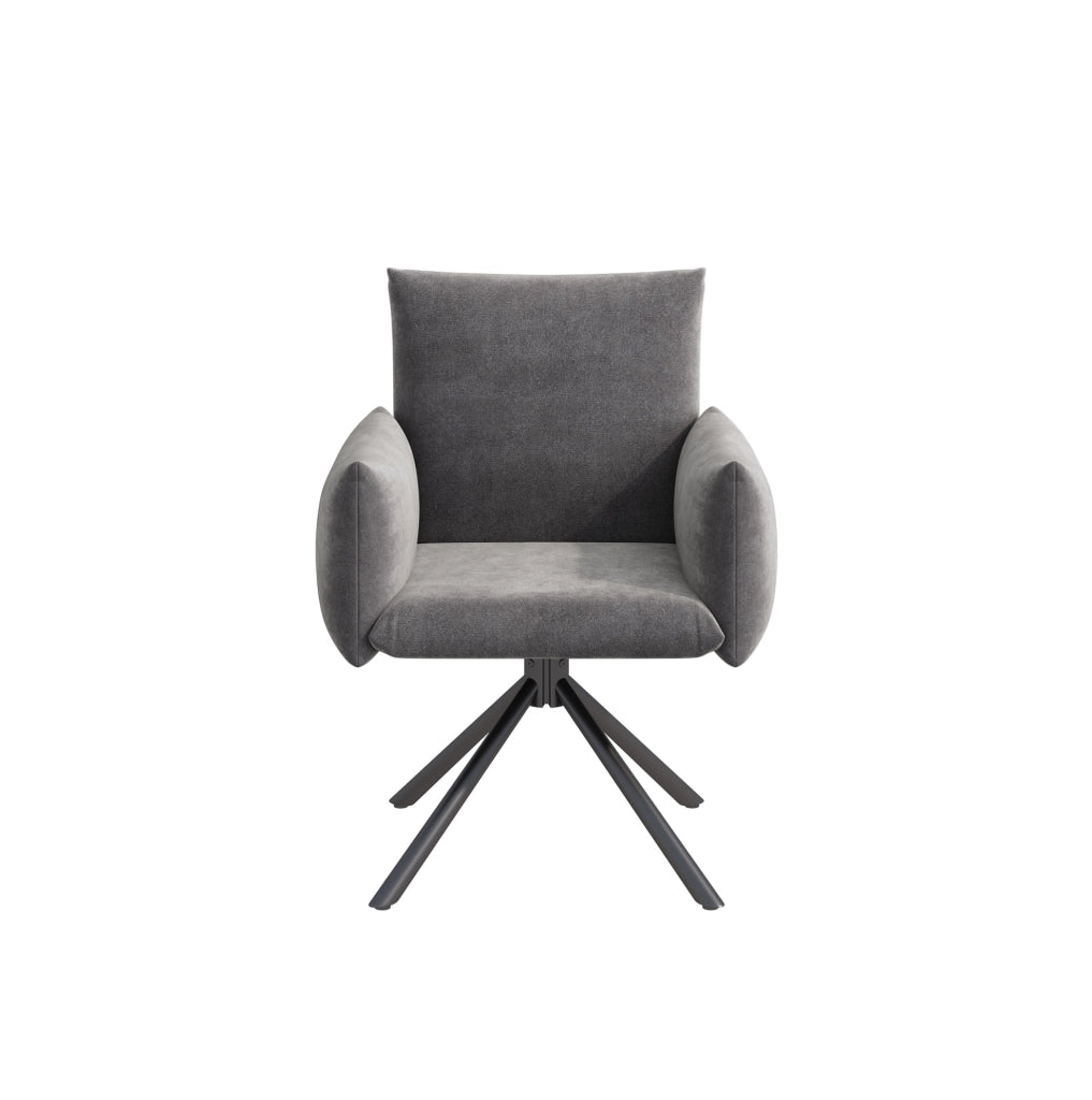 Set di 4 sedie girevoli in velluto grigio