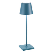 Zafferano Lampada a led da tavolo Poldina Pro Blu Avio ricaricabile e dimmerabile con batteria fino a 12 ore. Da uso esterno IP65