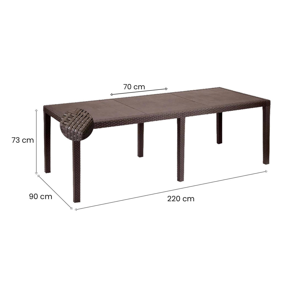Abbaviva, Tavolo da Esterno 10 Posti Made in Italy, 90x150x72h cm Marrone