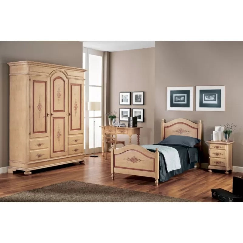 Scrivania arte povera 2 cassetti legno shabby avorio rosso 105x55x80 (1426) - Mobili 2G