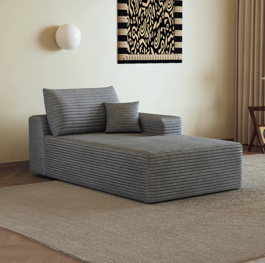 DIVANO Angolare Reversibile con Chaise Lounge in tessuto grigio