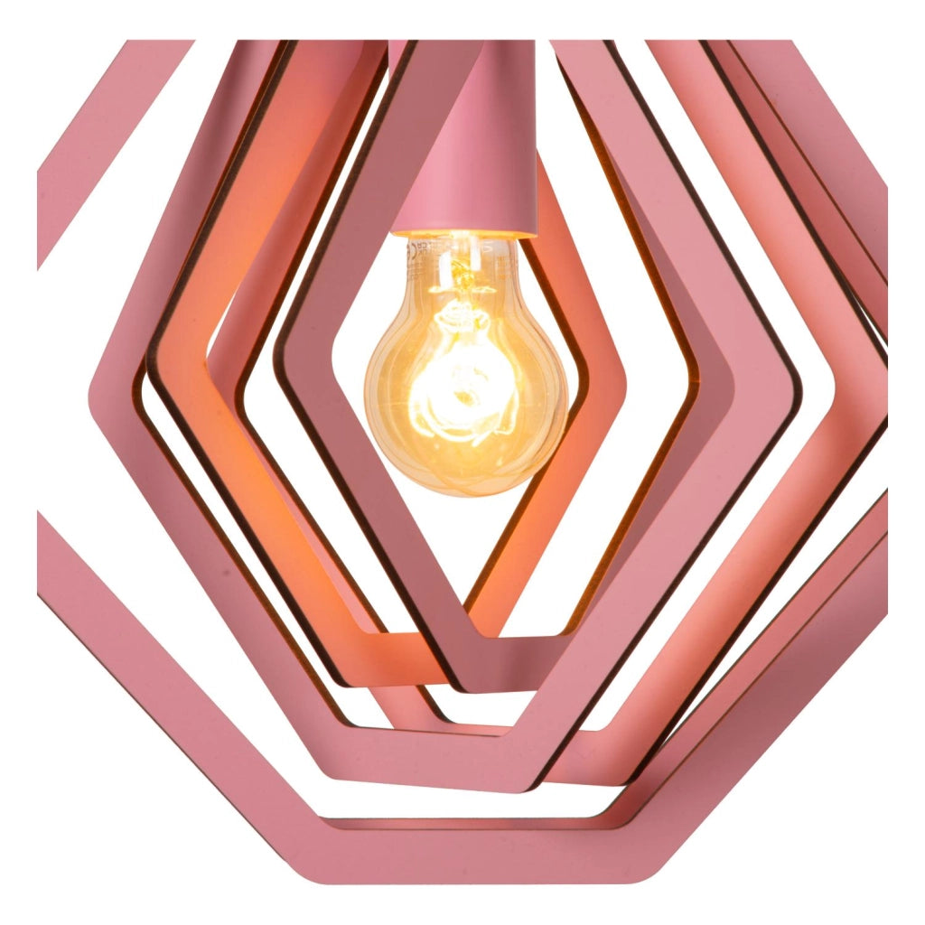Lampada a sospensione MAURO rosa geometrica E27 Lucide