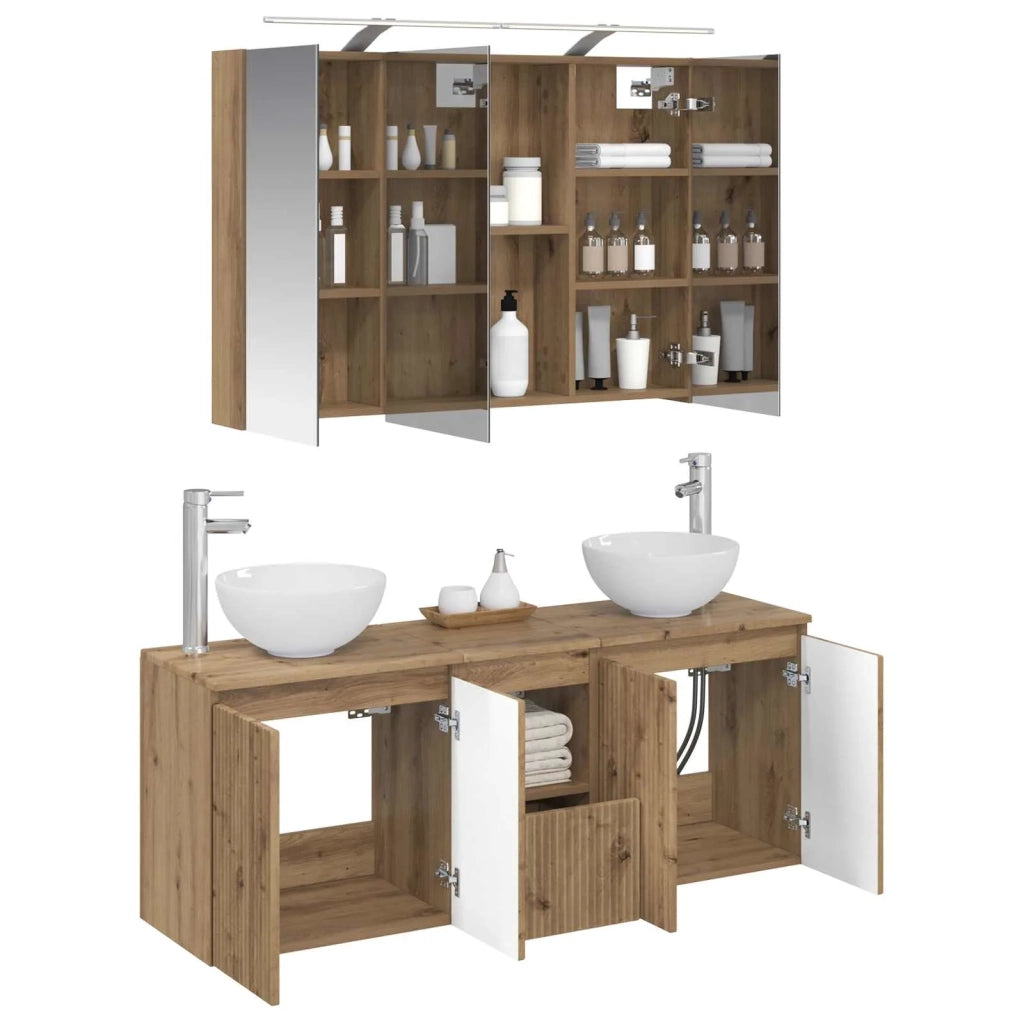 Set di Armadi da Bagno 4 pcs Rovere Artigianale 3406342