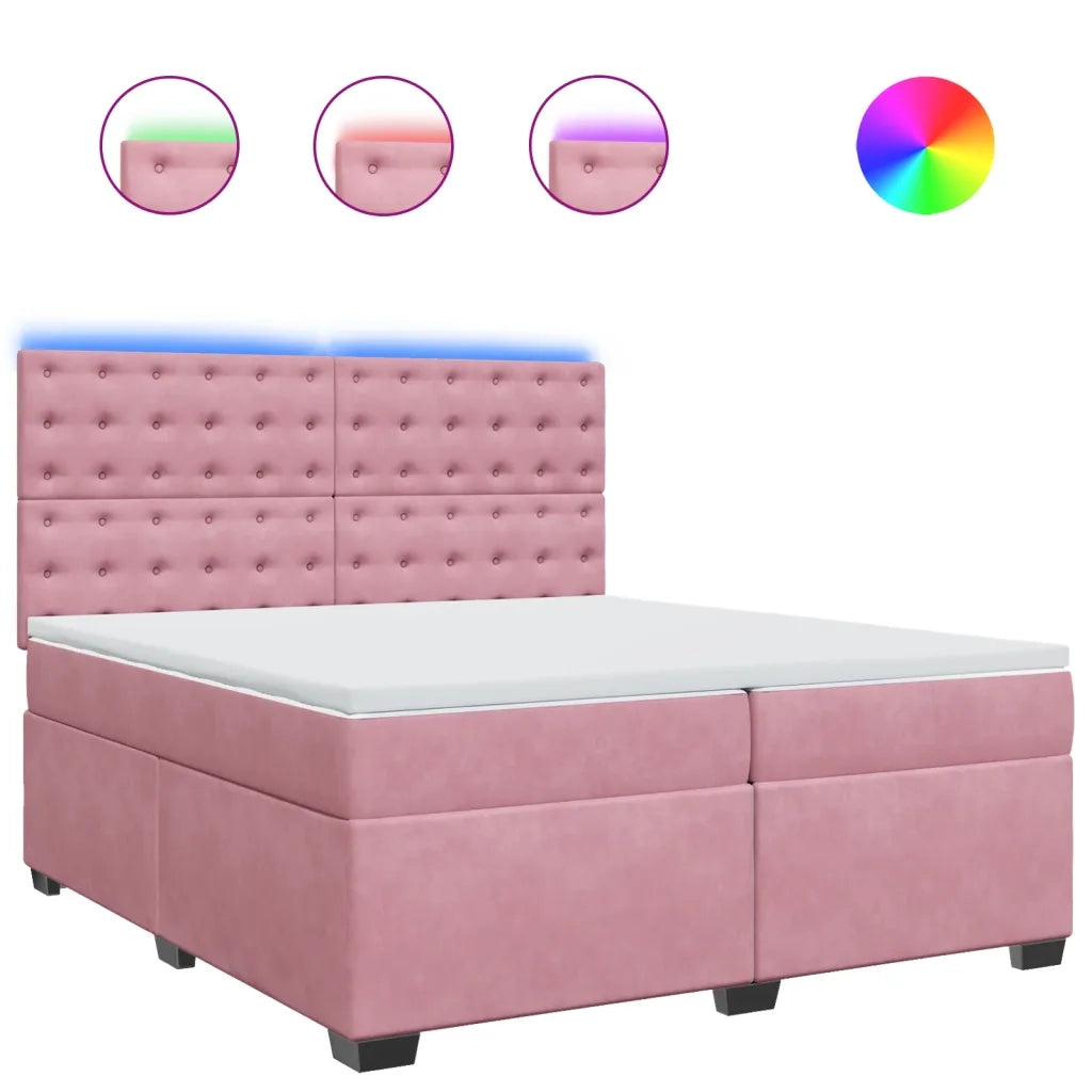 Giroletto a Molle con Materasso Rosa 200x200 cm in Velluto 3293319