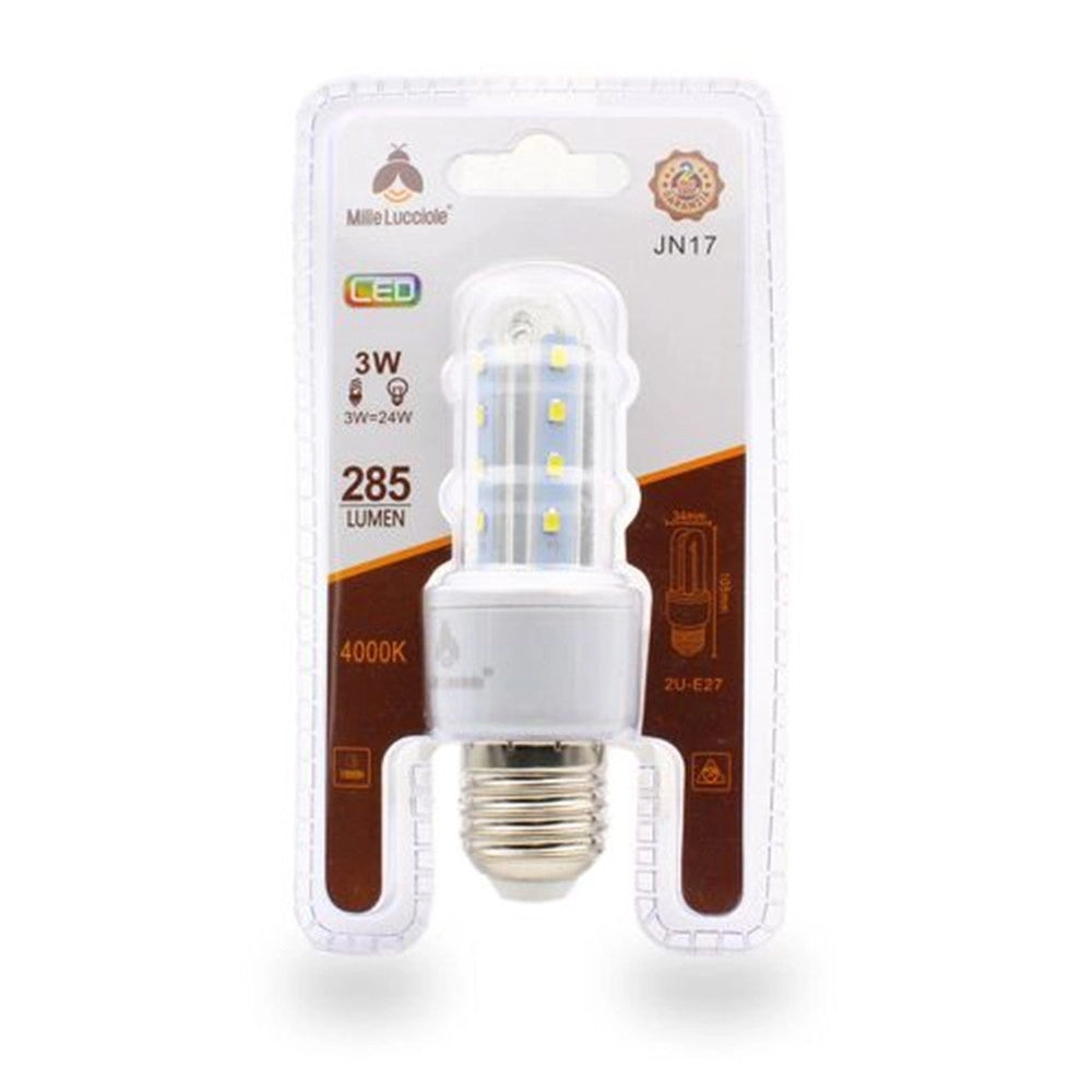 Trade Shop - Lampadina Led Jn17 Attacco E27 3w 2u Luce Naturale 4000k Tubolare Lineare 285lm 87255 -