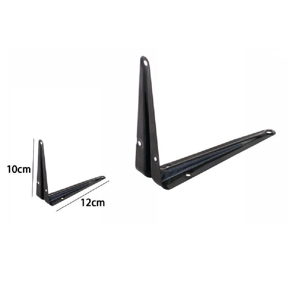 Trade Shop - 2 Pz Reggimensola Supporto Staffa Triangolare Mensola Metallo 10x12cm Nera 07914 -