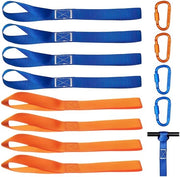 Cinture di sicurezza in nylon da 8 pezzi - Resistenza 1000 kg - Cinture di sicurezza con chiusura a gancio - Disegno compattabile - Materiale duraturo e leggero - Cinture di sicurezza con cinturini di sicurezza