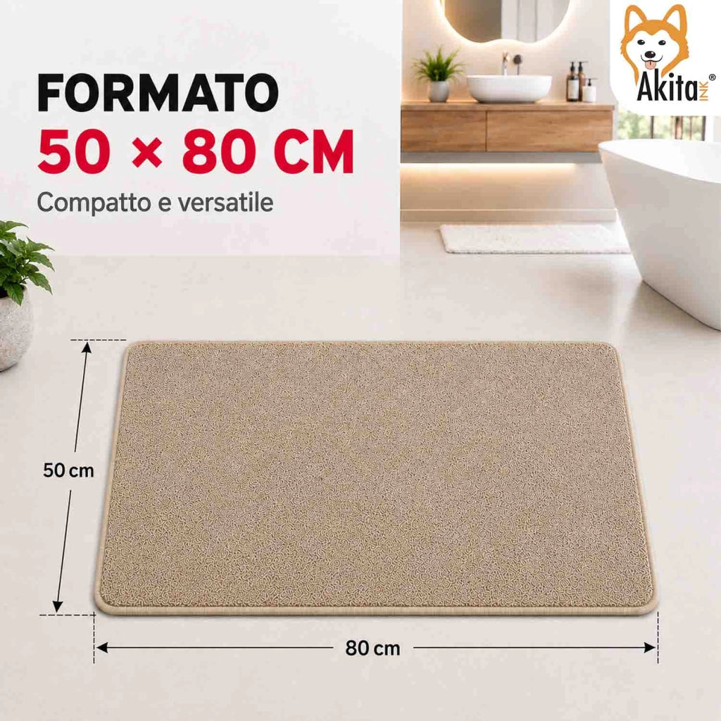Akitaink Tappeto Multiuso in Microfibra 50x80 cm Beige