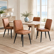 Set di 4 sedie da pranzo in PU marrone