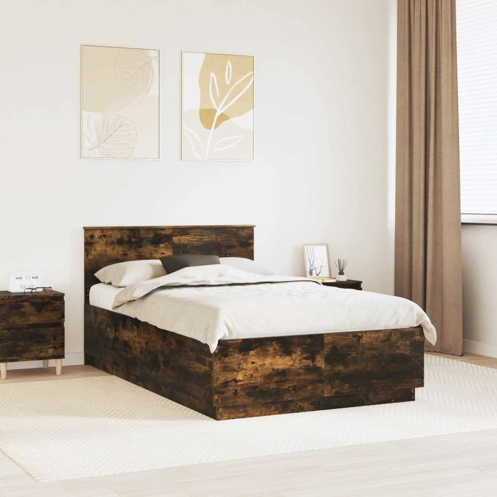 Struttura del letto con testiera Rovere Fumo 135 x 190 cm 3408177