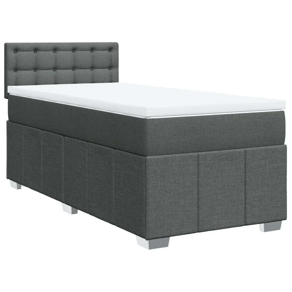 Giroletto a Molle con Materasso Grigio Scuro 80x200 cm Tessuto
